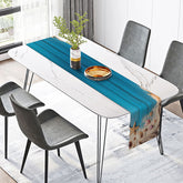 Lofaris Retro Blue Wood Wall Sand Shell Coastal Table Runner
